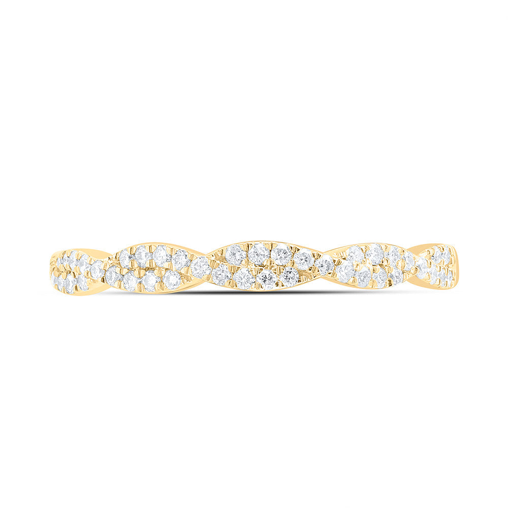 14kt Yellow Gold Womens Round Diamond Twist Stackable Band Ring 1/4 Cttw 7 Daisy Joyeria