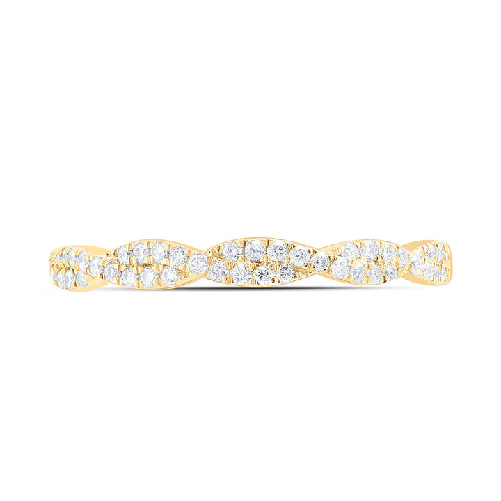 14kt Yellow Gold Womens Round Diamond Twist Stackable Band Ring 1/4 Cttw 7 Daisy Joyeria