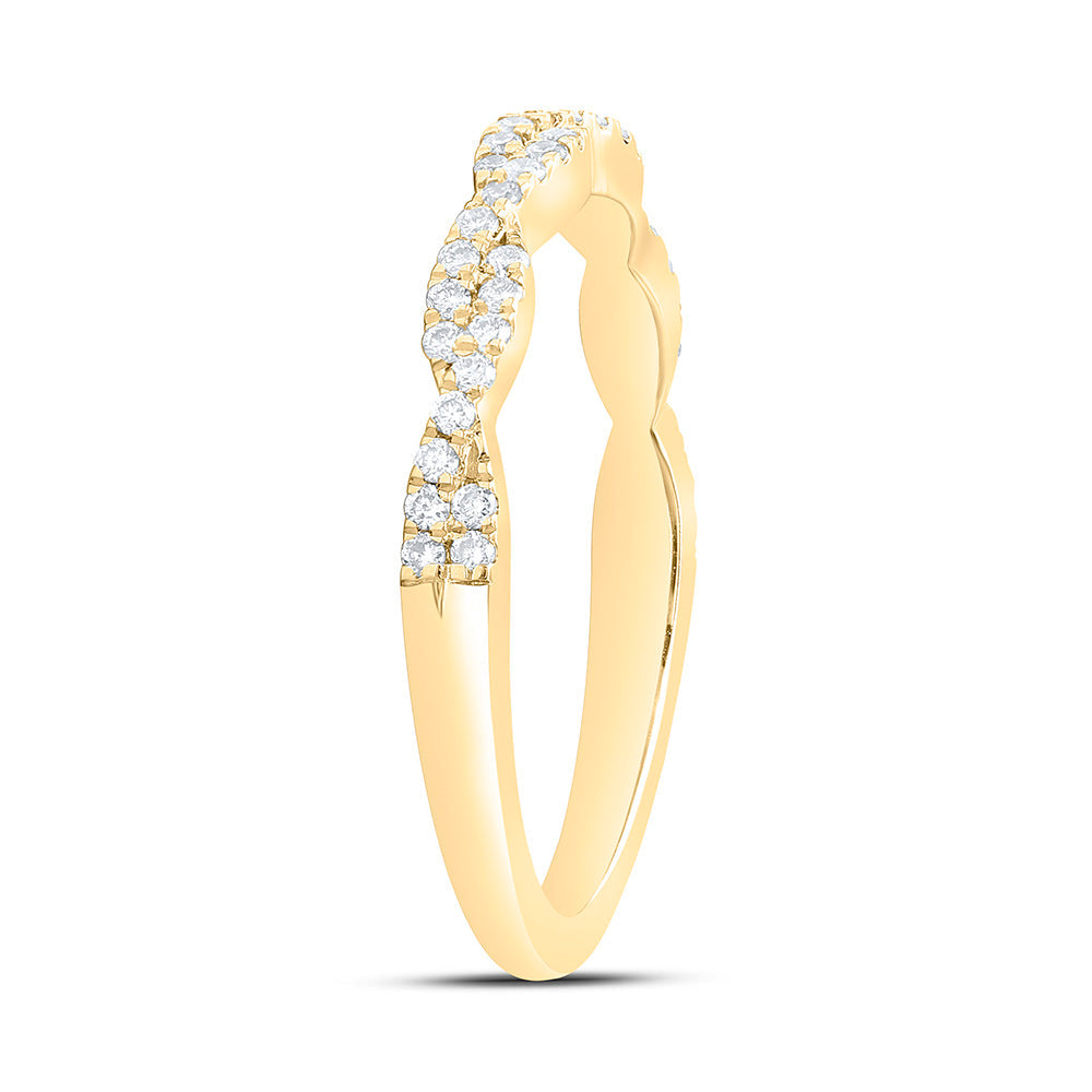 14kt Yellow Gold Womens Round Diamond Twist Stackable Band Ring 1/4 Cttw 7 Daisy Joyeria