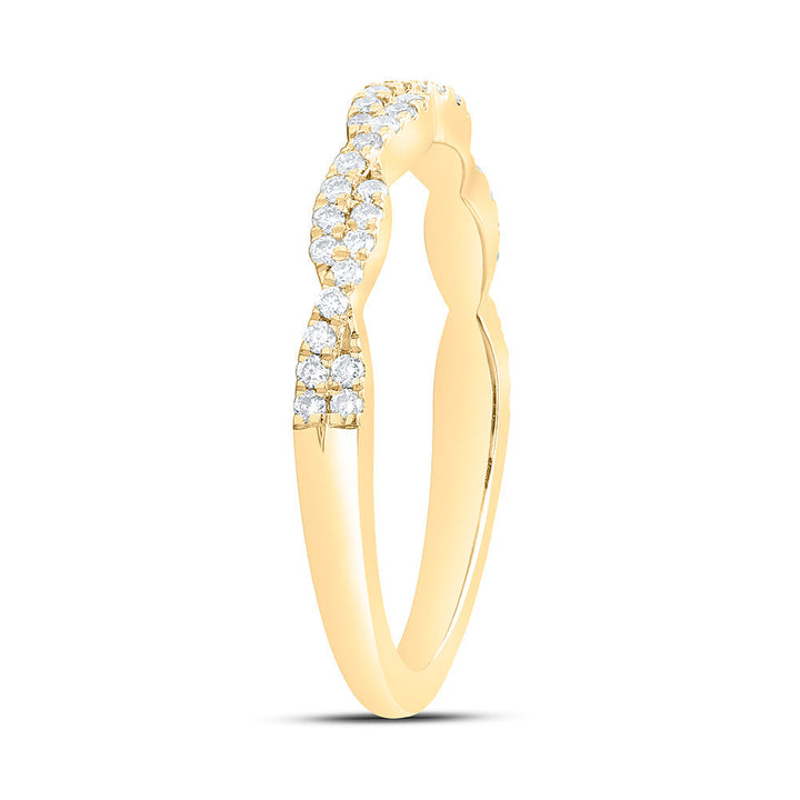 14kt Yellow Gold Womens Round Diamond Twist Stackable Band Ring 1/4 Cttw 7 Daisy Joyeria
