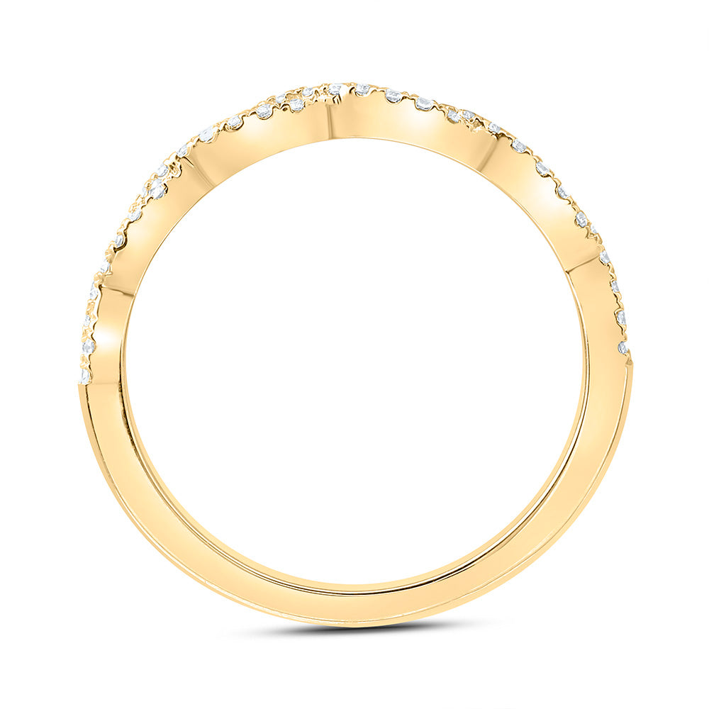 14kt Yellow Gold Womens Round Diamond Twist Stackable Band Ring 1/4 Cttw 7 Daisy Joyeria