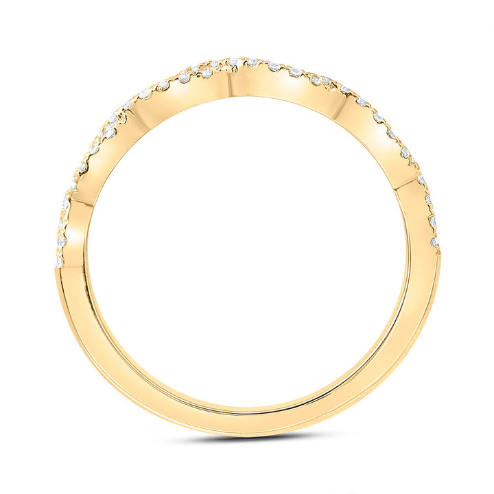 14kt Yellow Gold Womens Round Diamond Twist Stackable Band Ring 1/4 Cttw 7 Daisy Joyeria