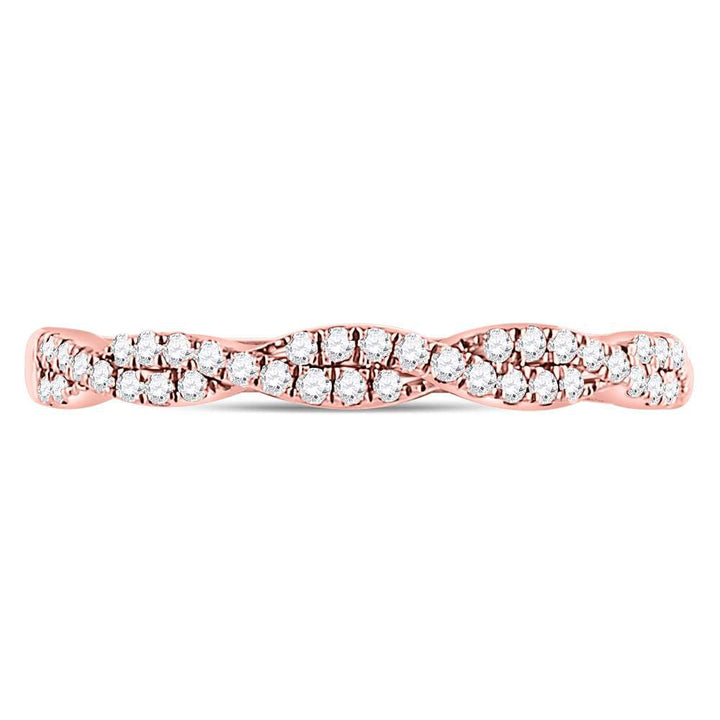 10kt Rose Gold Womens Round Diamond Woven Twist Stackable Band Ring 1/4 Cttw 7 Daisy Joyeria