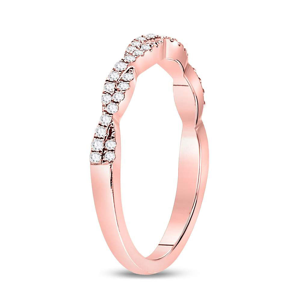 10kt Rose Gold Womens Round Diamond Woven Twist Stackable Band Ring 1/4 Cttw 7 Daisy Joyeria