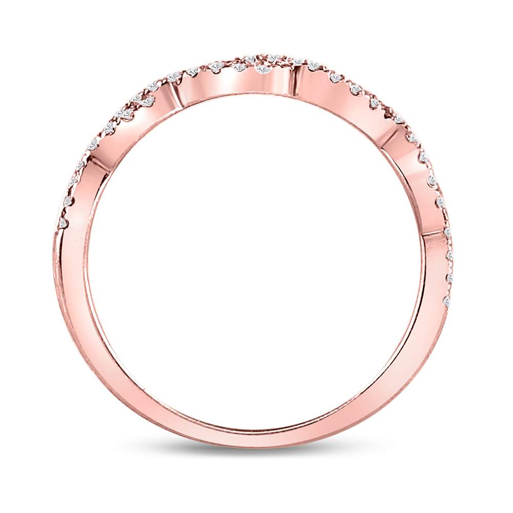 10kt Rose Gold Womens Round Diamond Woven Twist Stackable Band Ring 1/4 Cttw 7 Daisy Joyeria