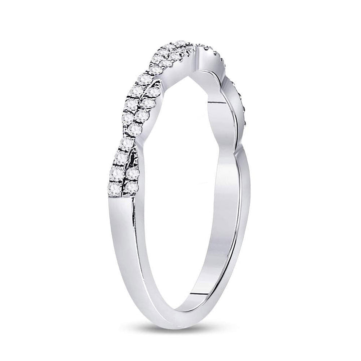 10kt White Gold Womens Round Diamond Woven Twist Stackable Band Ring 1/4 Cttw 7 Daisy Joyeria