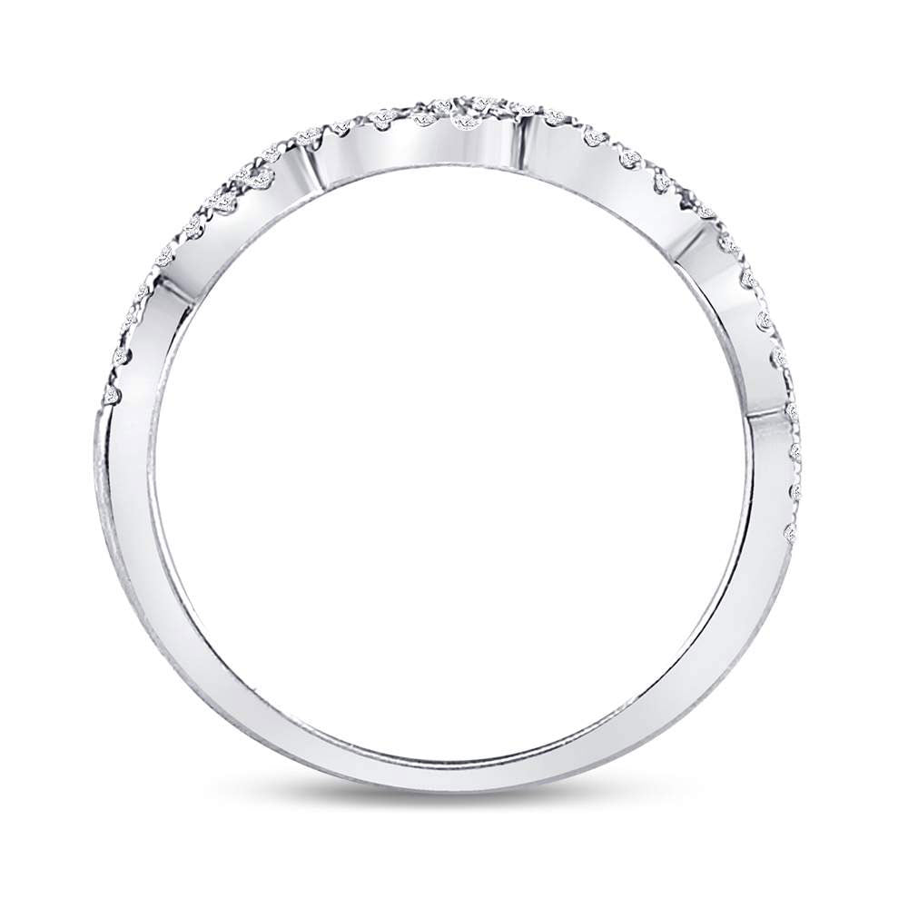 10kt White Gold Womens Round Diamond Woven Twist Stackable Band Ring 1/4 Cttw 7 Daisy Joyeria