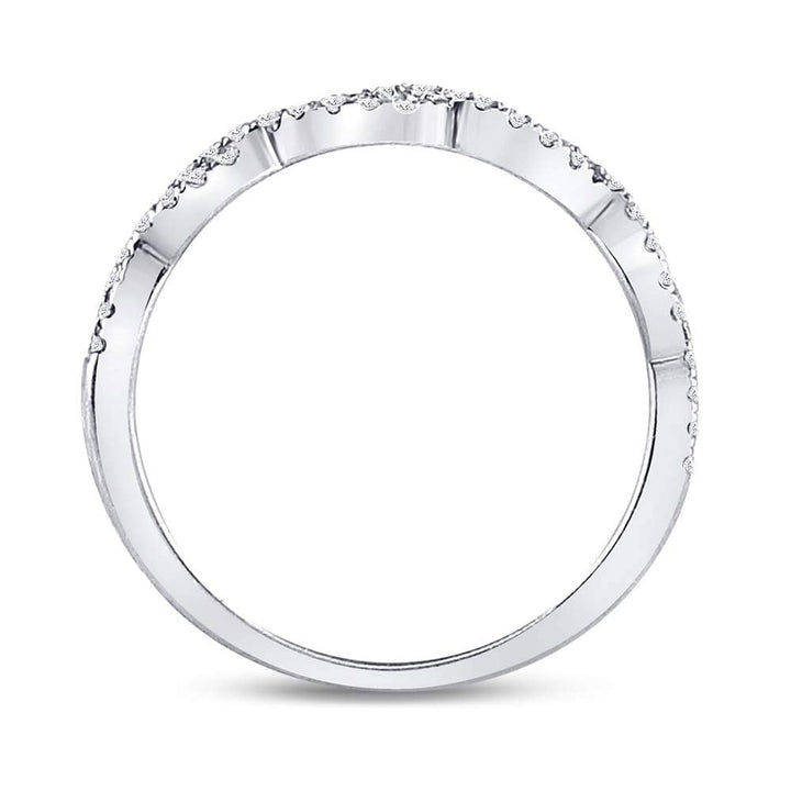 10kt White Gold Womens Round Diamond Woven Twist Stackable Band Ring 1/4 Cttw 7 Daisy Joyeria
