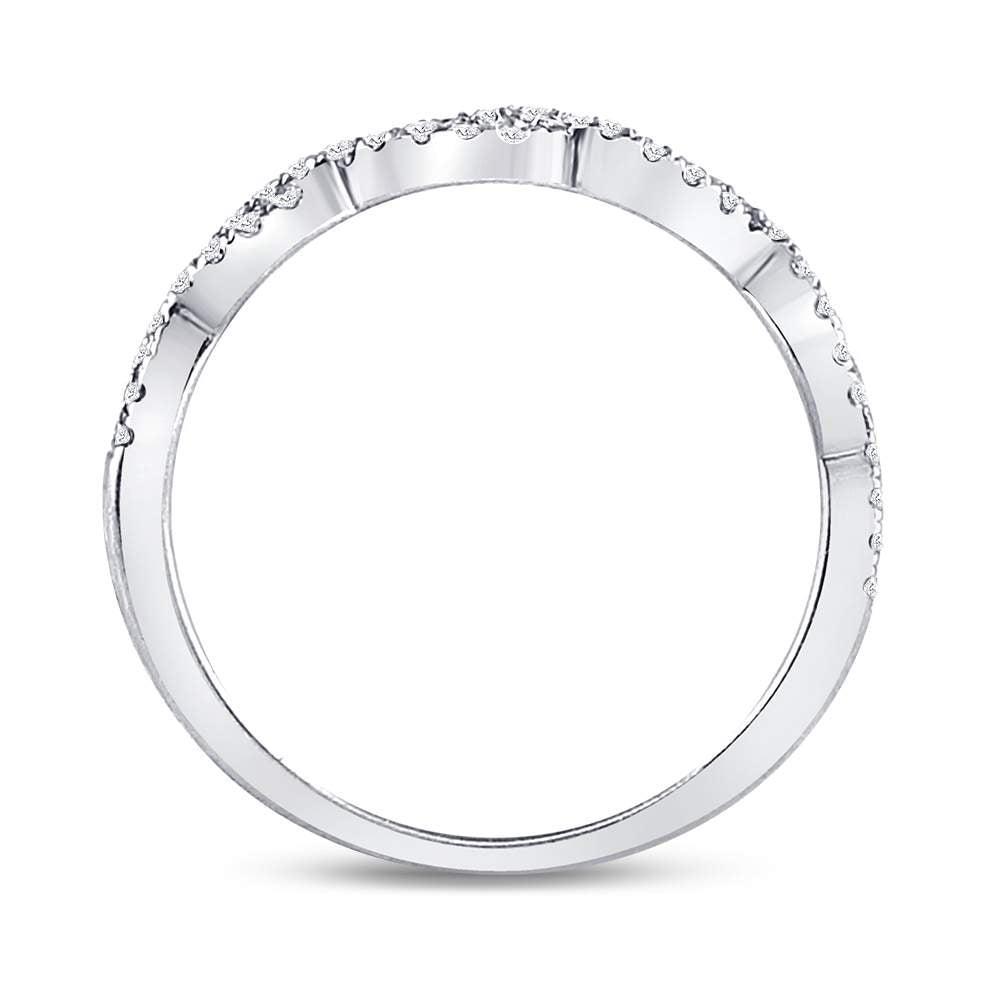 10kt White Gold Womens Round Diamond Woven Twist Stackable Band Ring 1/4 Cttw 7 Daisy Joyeria