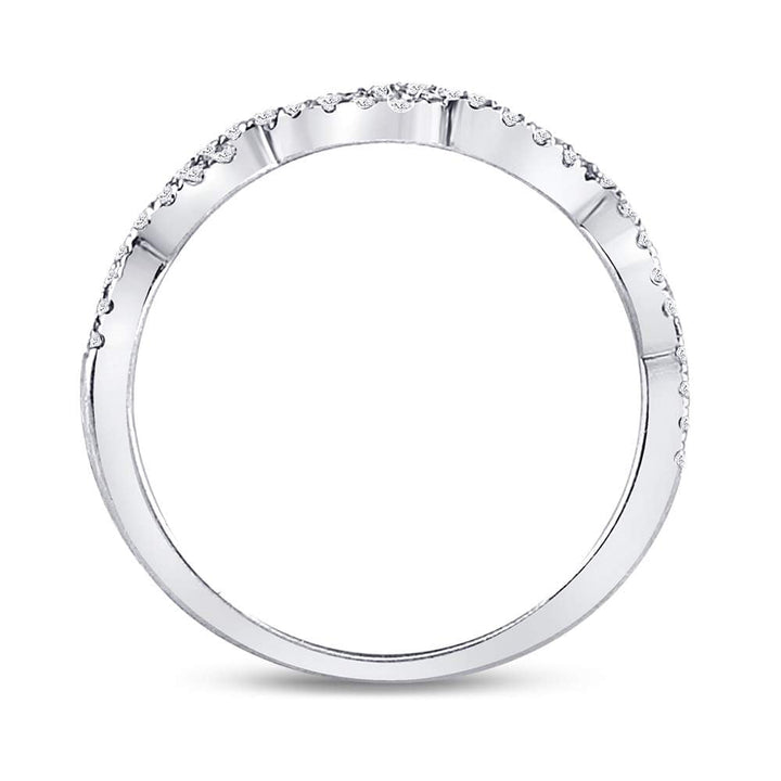 10kt White Gold Womens Round Diamond Woven Twist Stackable Band Ring 1/4 Cttw 7 Daisy Joyeria