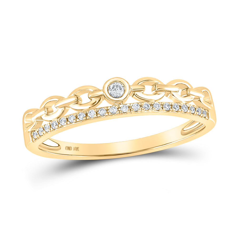 10kt Yellow Gold Womens Round Diamond Rolo Link Stackable Band Ring 1/12 Cttw 7 Daisy Joyeria