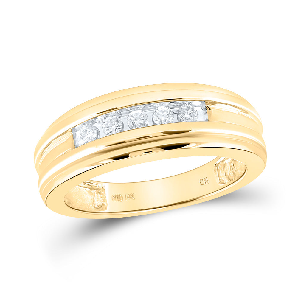 14kt Yellow Gold Mens Round Diamond Wedding Channel Set Band Ring 1/4 Cttw 10 Daisy Joyeria