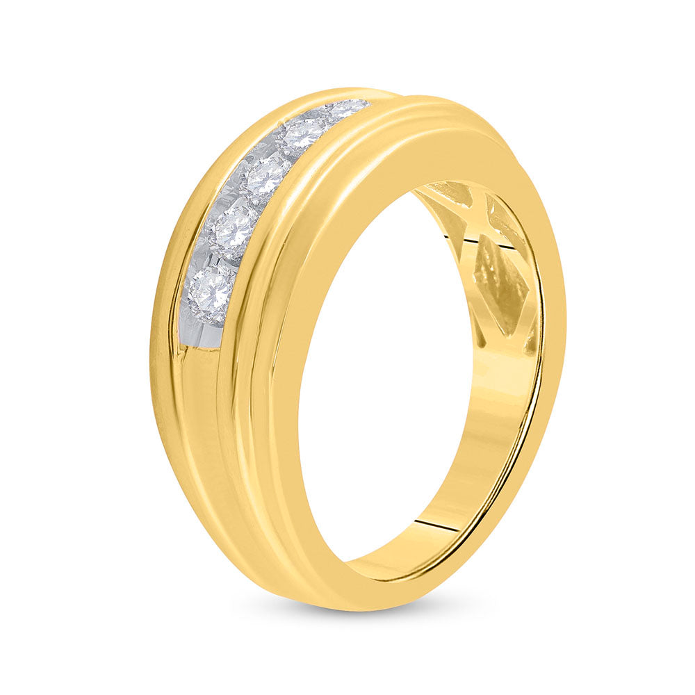 14kt Yellow Gold Mens Round Diamond Wedding Channel Set Band Ring 1/2 Cttw 10 Daisy Joyeria