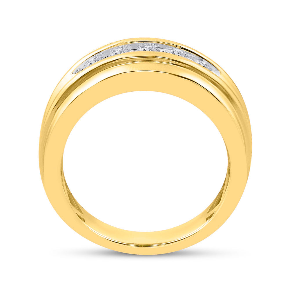 14kt Yellow Gold Mens Round Diamond Wedding Channel Set Band Ring 1/2 Cttw 10 Daisy Joyeria