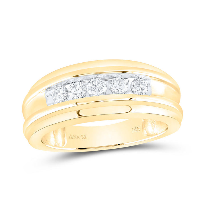14kt Yellow Gold Mens Round Diamond Wedding Channel Set Band Ring 1/2 Cttw 10 Daisy Joyeria