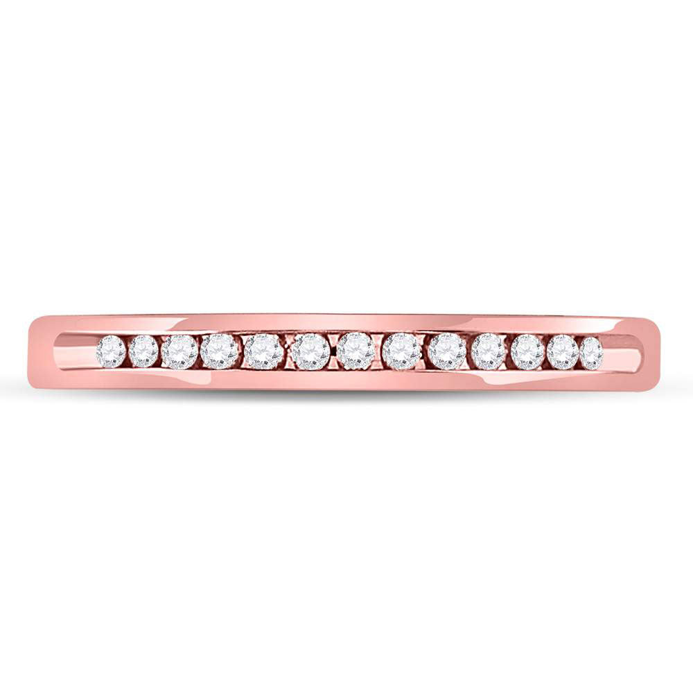 14kt Rose Gold Womens Round Diamond Single Row Channel-set Wedding Band 1/10 Cttw 7 Daisy Joyeria