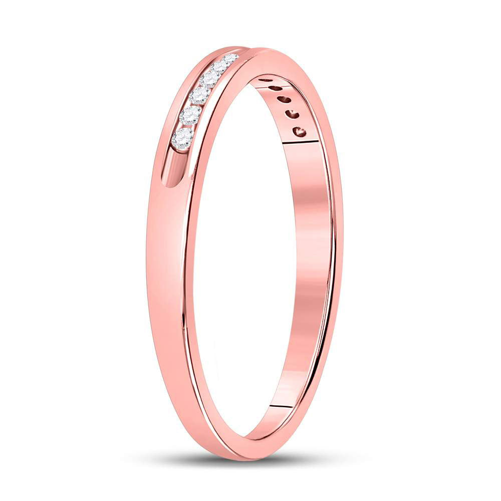 14kt Rose Gold Womens Round Diamond Single Row Channel-set Wedding Band 1/10 Cttw 7 Daisy Joyeria