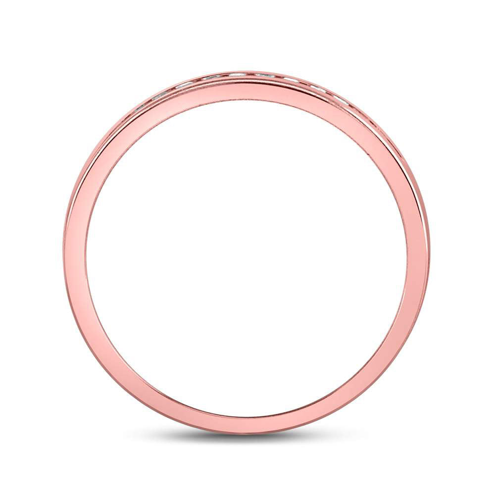 14kt Rose Gold Womens Round Diamond Single Row Channel-set Wedding Band 1/10 Cttw 7 Daisy Joyeria