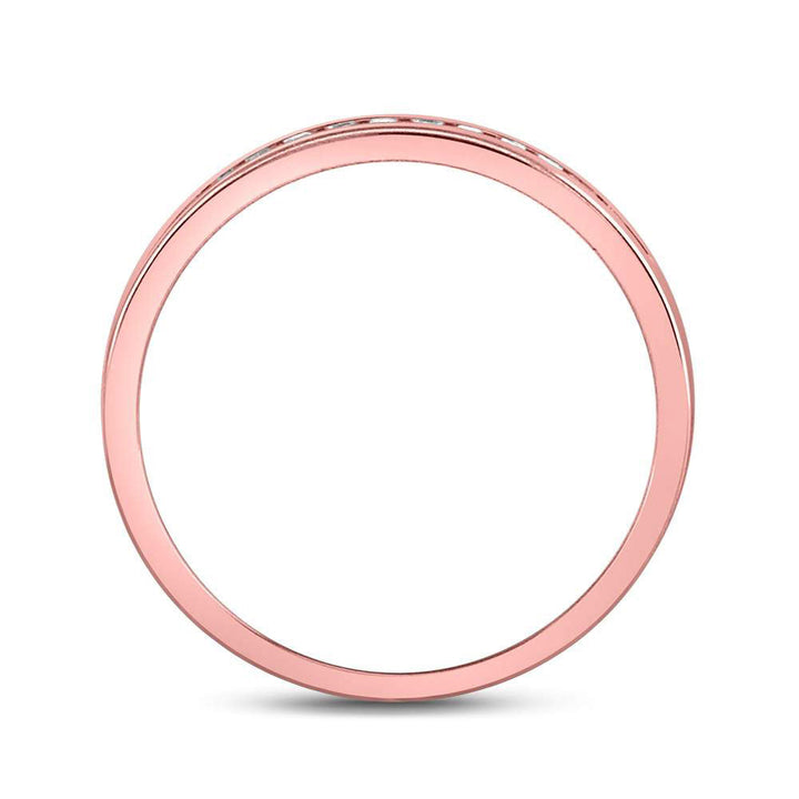 14kt Rose Gold Womens Round Diamond Single Row Channel-set Wedding Band 1/10 Cttw 7 Daisy Joyeria