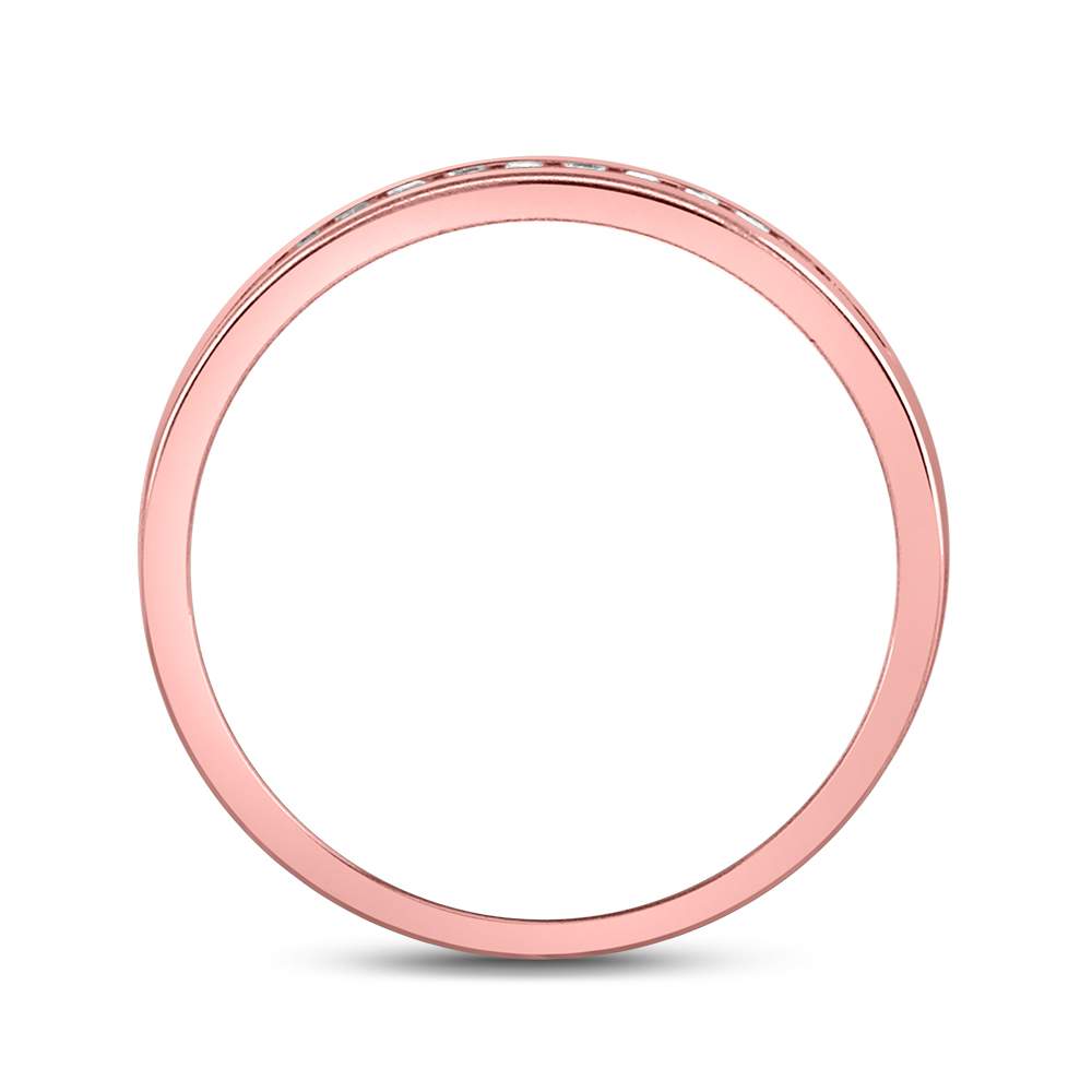 14kt Rose Gold Womens Round Diamond Single Row Channel-set Wedding Band 1/10 Cttw 7 Daisy Joyeria