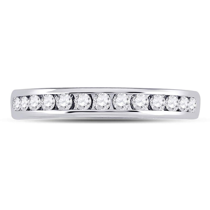 14kt White Gold Womens Round Diamond Single Row Channel-set Wedding Band 1/3 Cttw 7 Daisy Joyeria