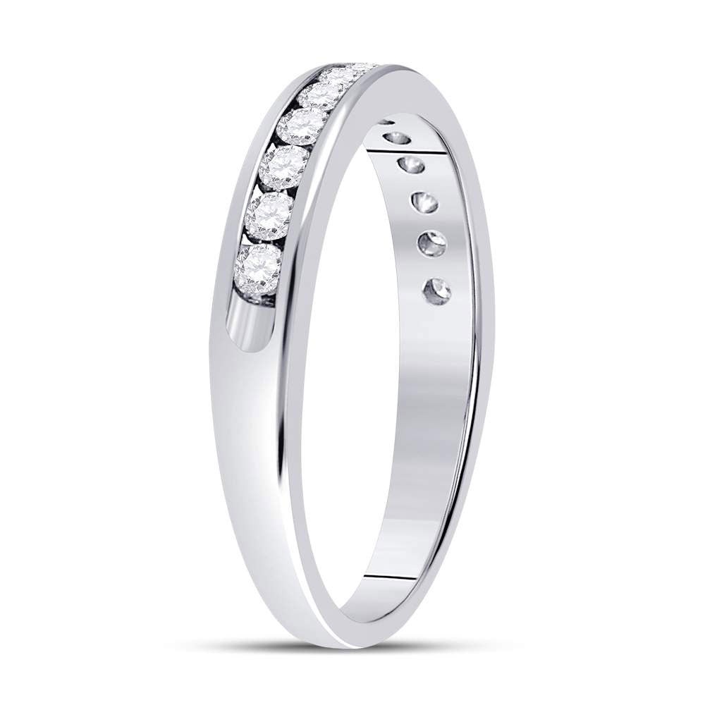 14kt White Gold Womens Round Diamond Single Row Channel-set Wedding Band 1/3 Cttw 7 Daisy Joyeria