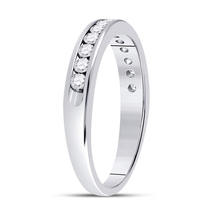 14kt White Gold Womens Round Diamond Single Row Channel-set Wedding Band 1/3 Cttw 7 Daisy Joyeria