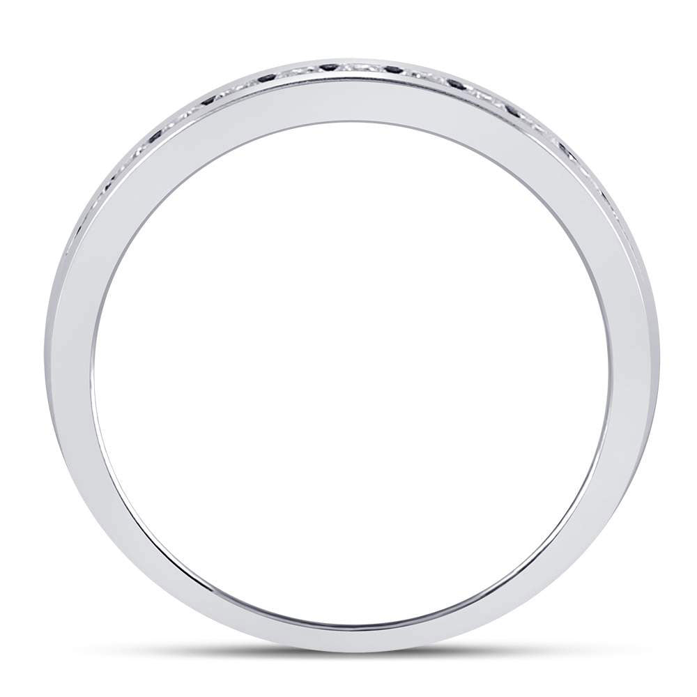 14kt White Gold Womens Round Diamond Single Row Channel-set Wedding Band 1/3 Cttw 7 Daisy Joyeria