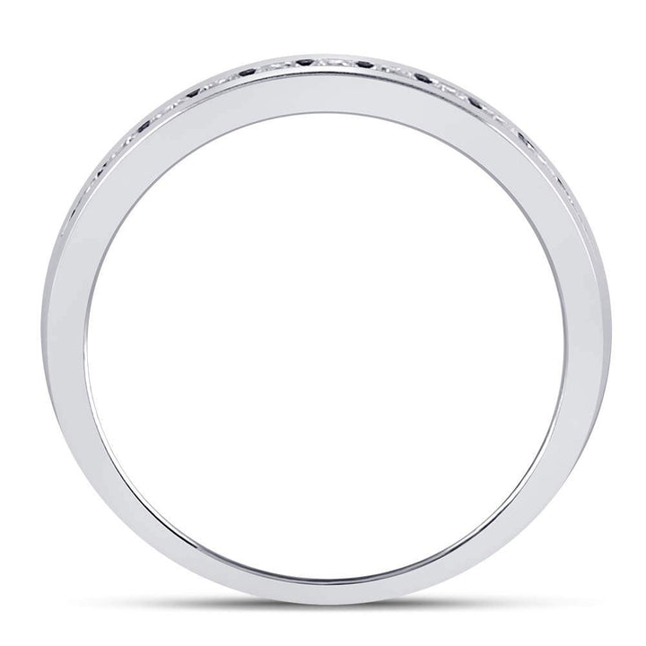 14kt White Gold Womens Round Diamond Single Row Channel-set Wedding Band 1/3 Cttw 7 Daisy Joyeria