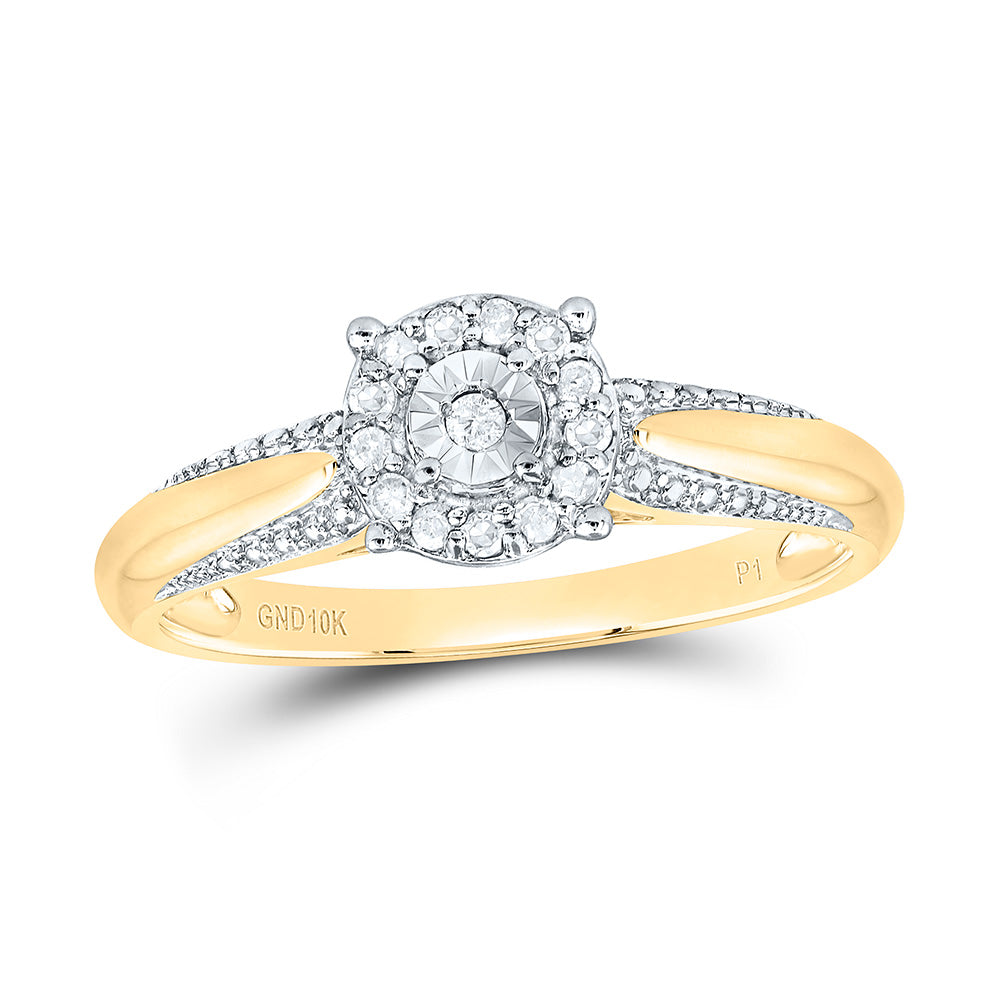 10kt Yellow Gold Womens Round Diamond Solitaire Bridal Wedding Engagement Ring 1/10 Cttw 7 Daisy Joyeria