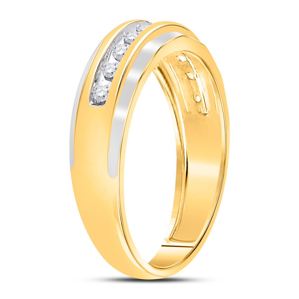 10kt Two-tone Gold Mens Round Diamond Wedding Channel Set Band Ring 1/4 Cttw 10 Daisy Joyeria
