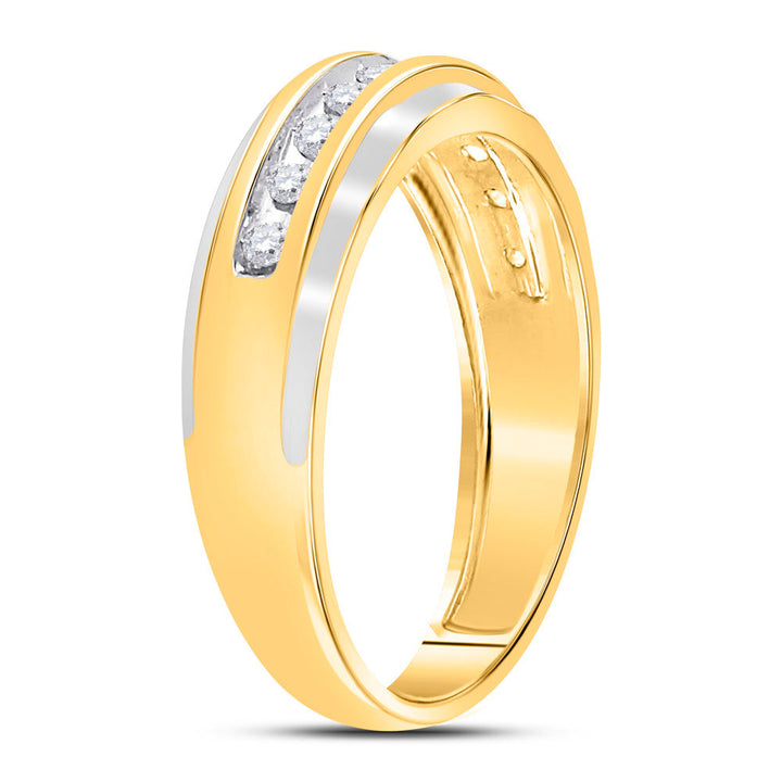 10kt Two-tone Gold Mens Round Diamond Wedding Channel Set Band Ring 1/4 Cttw 10 Daisy Joyeria