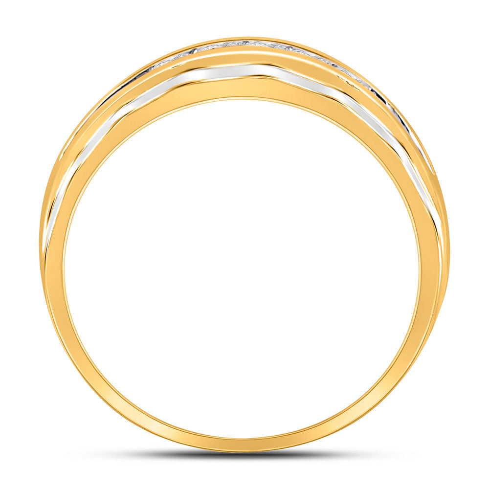 10kt Two-tone Gold Mens Round Diamond Wedding Channel Set Band Ring 1/4 Cttw 10 Daisy Joyeria