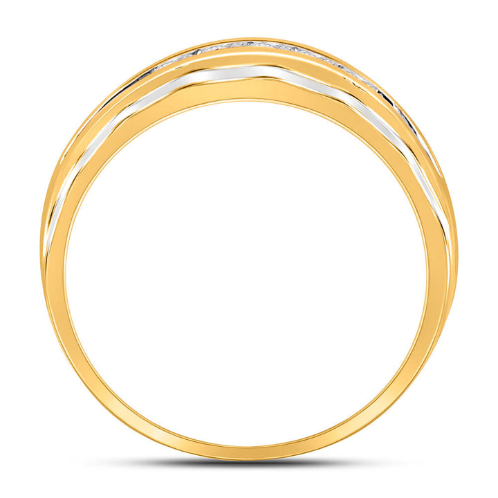 10kt Two-tone Gold Mens Round Diamond Wedding Channel Set Band Ring 1/4 Cttw 10 Daisy Joyeria