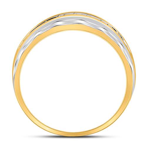 10kt Two-tone Gold Mens Round Diamond Wedding Channel Set Band Ring 1/4 Cttw 10 Daisy Joyeria