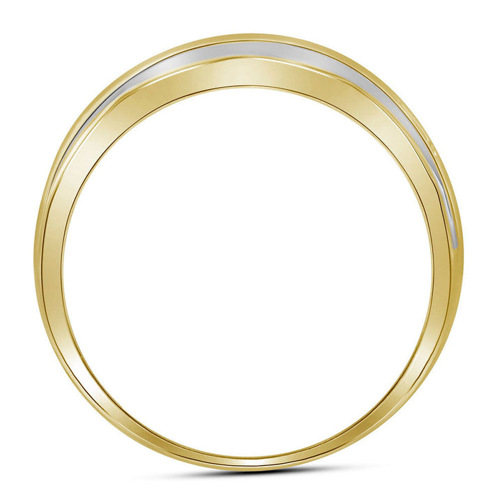 14kt Two-Tone Yellow Gold Mens Round Diamond Wedding Channel Set Band Ring 1/4 Cttw 10 Daisy Joyeria