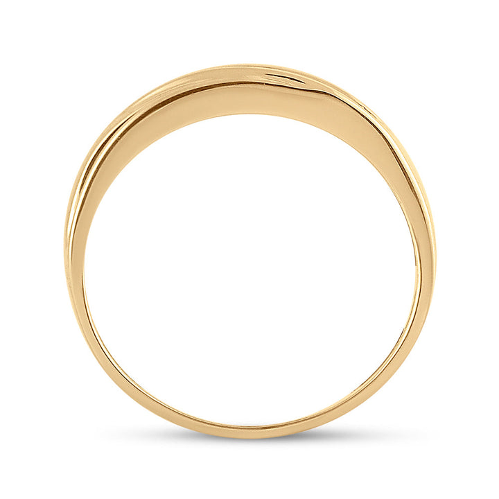 10k Yellow Gold Round Channel-set Diamond Mens Curved 2-tone Wedding Band 1/4 Cttw 10 Daisy Joyeria