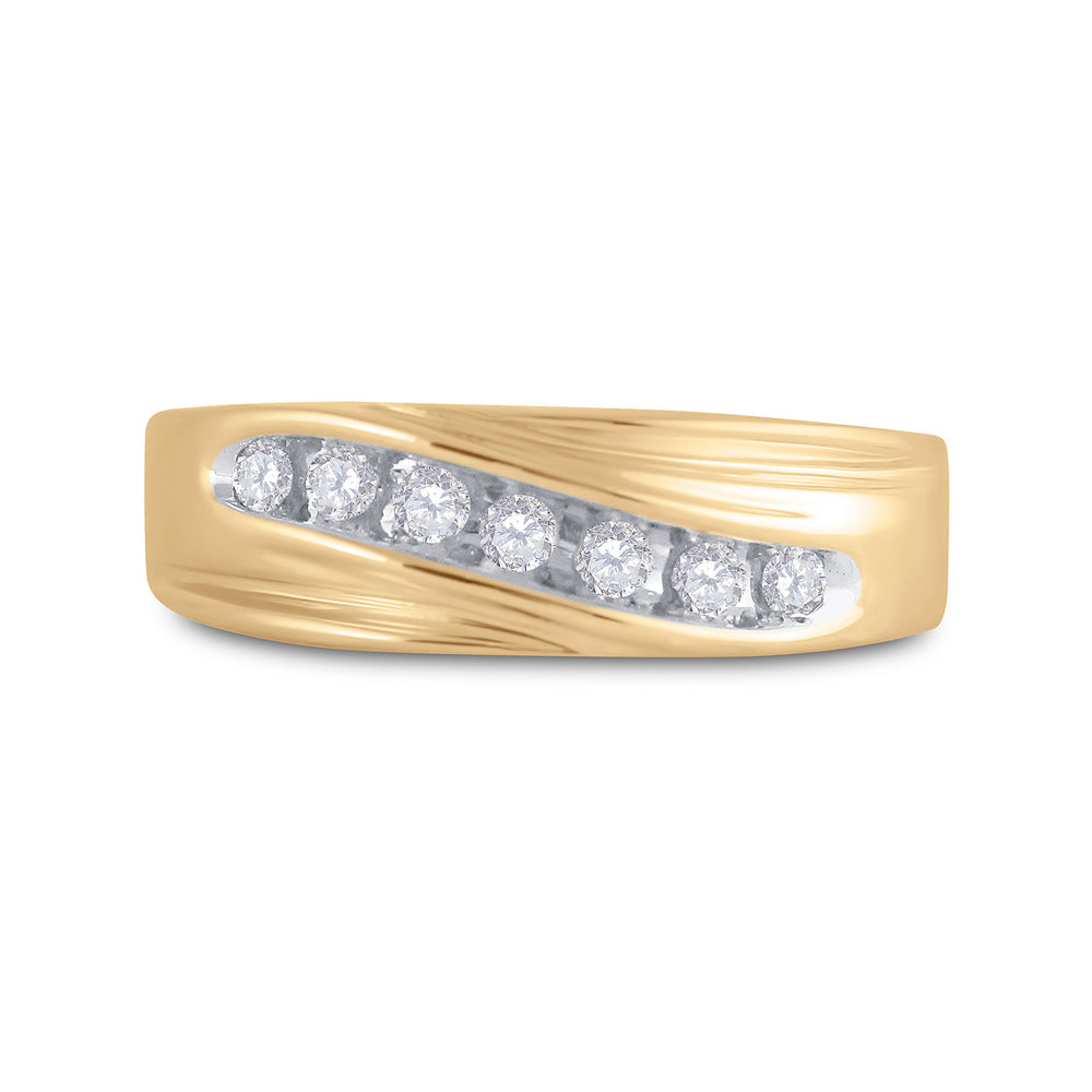 14kt Yellow Gold Mens Round Channel-set Diamond Wedding Anniversary Band Ring 1/4 Cttw 10 Daisy Joyeria
