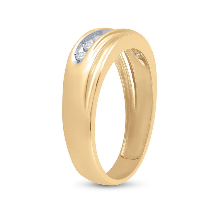 14kt Yellow Gold Mens Round Channel-set Diamond Wedding Anniversary Band Ring 1/4 Cttw 10 Daisy Joyeria