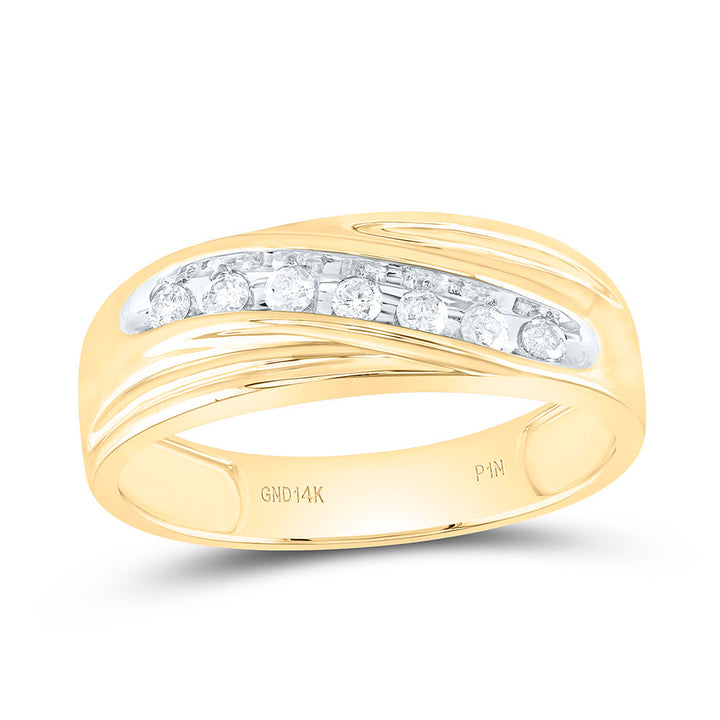 14kt Yellow Gold Mens Round Channel-set Diamond Wedding Anniversary Band Ring 1/4 Cttw 10 Daisy Joyeria