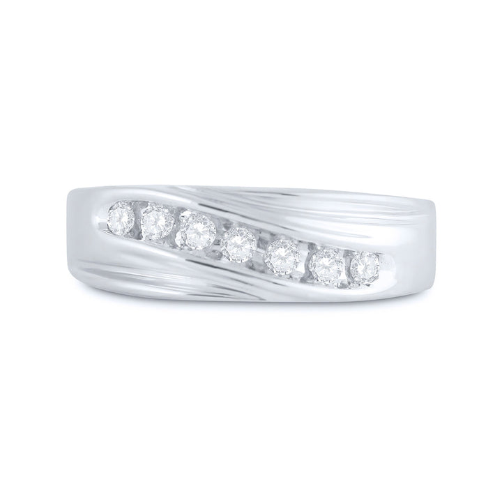 10kt White Gold Mens Round Channel-set Diamond Single Row Wedding Band Ring 1/4 Cttw 10 Daisy Joyeria