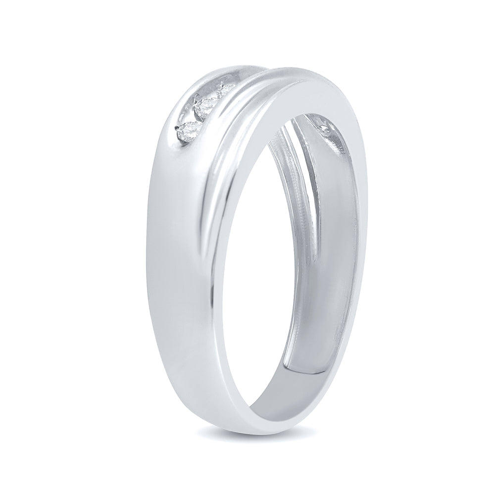 10kt White Gold Mens Round Channel-set Diamond Single Row Wedding Band Ring 1/4 Cttw 10 Daisy Joyeria