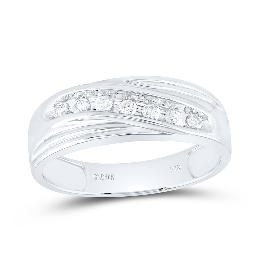 10kt White Gold Mens Round Channel-set Diamond Single Row Wedding Band Ring 1/4 Cttw 10 Daisy Joyeria