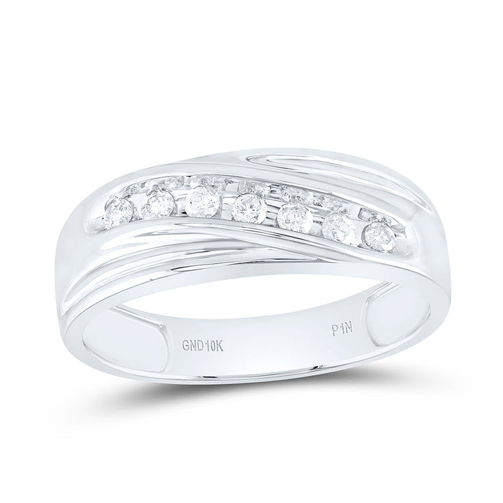 10kt White Gold Mens Round Channel-set Diamond Single Row Wedding Band Ring 1/4 Cttw 10 Daisy Joyeria