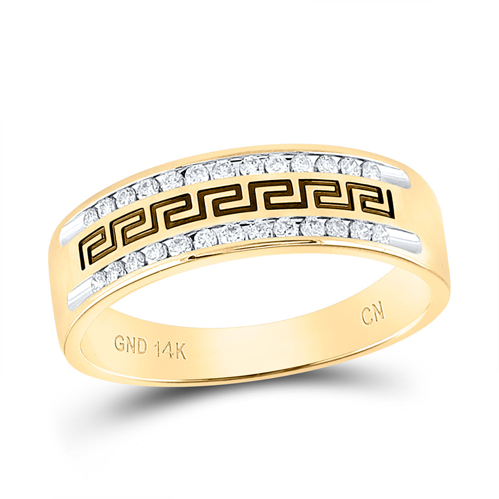 14kt Yellow Gold Mens Round Diamond Grecco Wedding Band Ring 1/4 Cttw 10 Daisy Joyeria