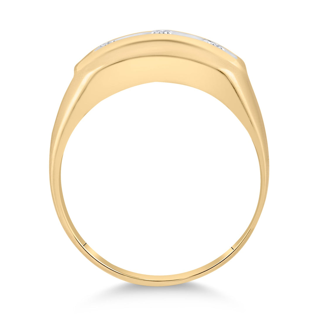 10kt Yellow Gold Mens Round Diamond 3-stone Two-tone Wedding Band Ring 1/10 Cttw 10 Daisy Joyeria