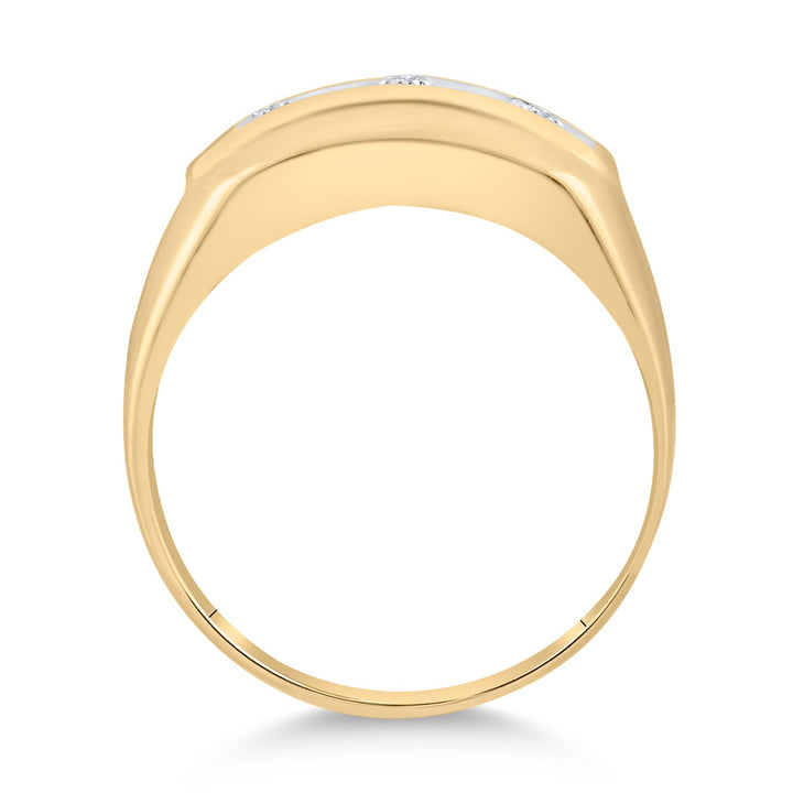 10kt Yellow Gold Mens Round Diamond 3-stone Two-tone Wedding Band Ring 1/10 Cttw 10 Daisy Joyeria