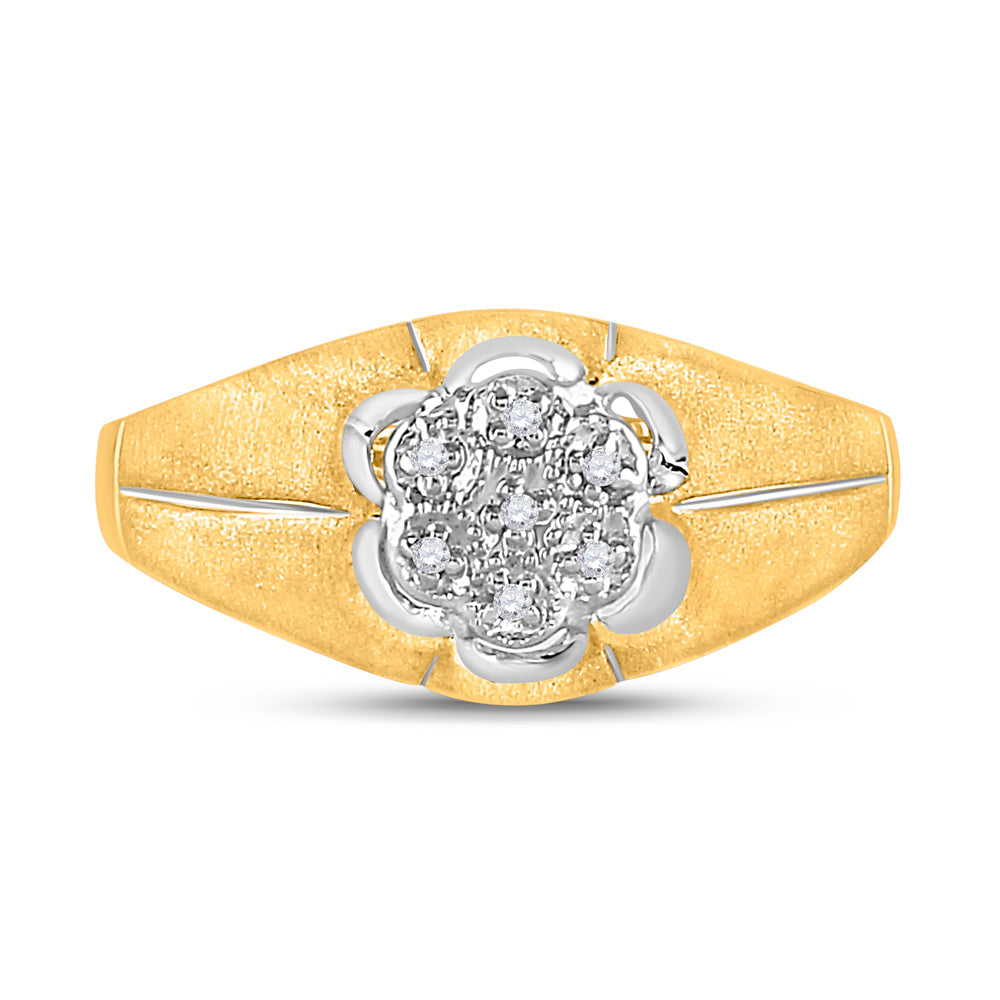 10kt Yellow Gold Mens Round Diamond Cluster Ring .02 Cttw 10 Daisy Joyeria