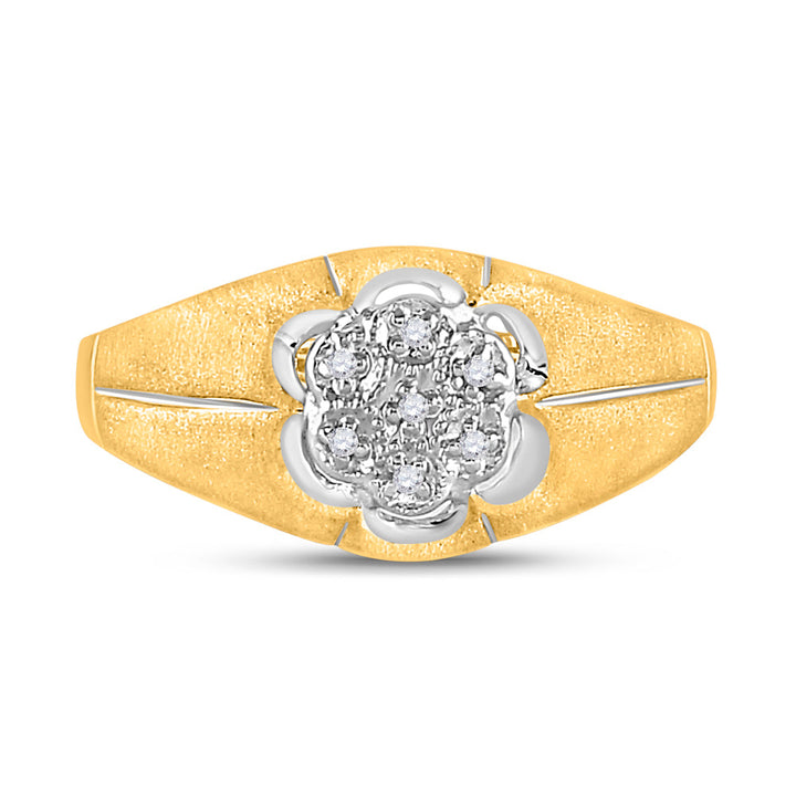10kt Yellow Gold Mens Round Diamond Cluster Ring .02 Cttw 10 Daisy Joyeria