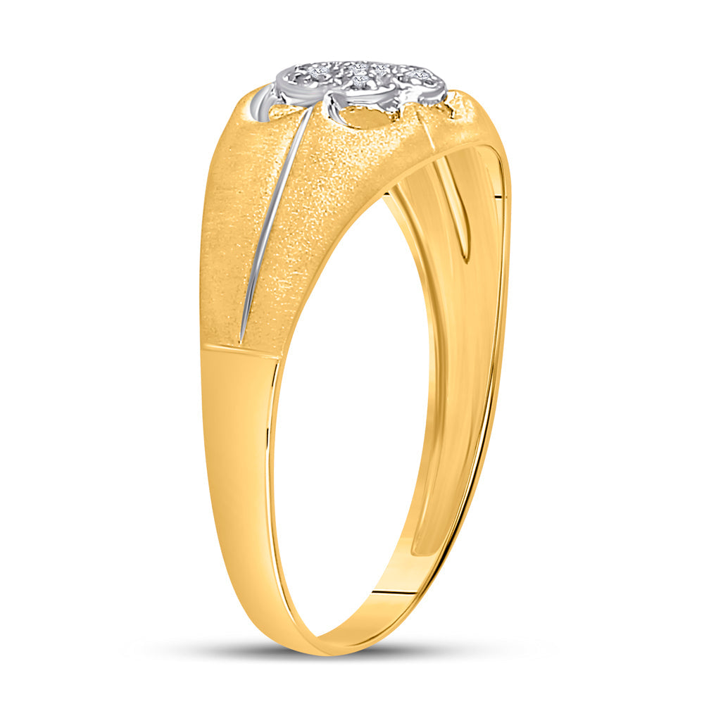 10kt Yellow Gold Mens Round Diamond Cluster Ring .02 Cttw 10 Daisy Joyeria
